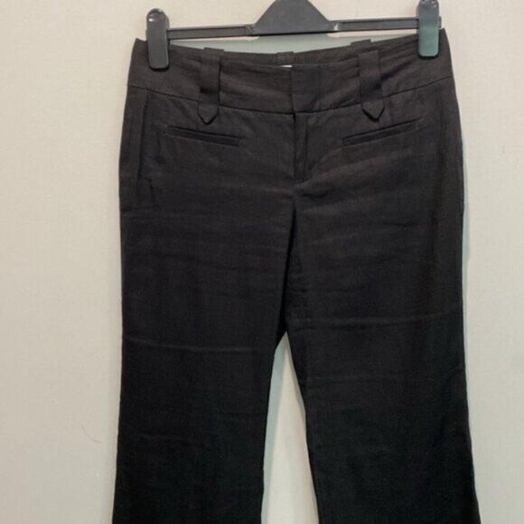 Calvin Klein Black Linen Flared Trousers Pants - Picture 3 of 13